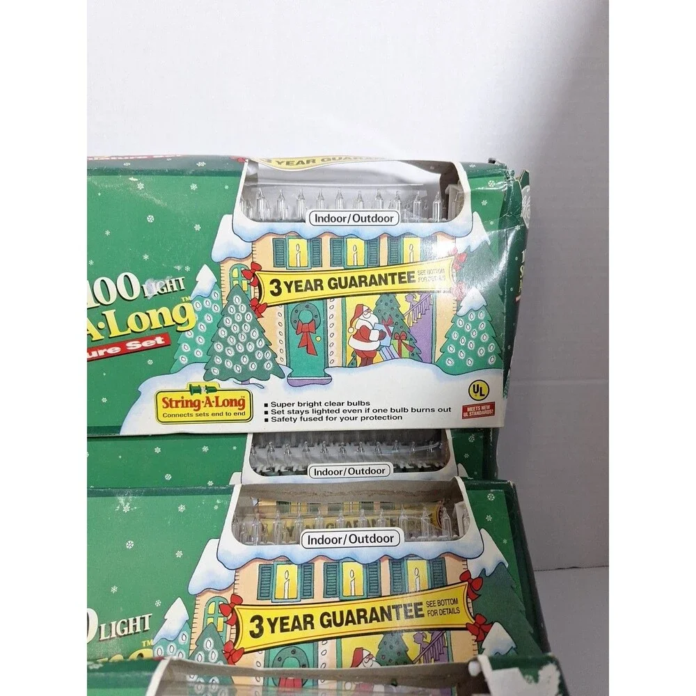 GE 100 Light String-A-Long Miniature Indoor Outdoor Christmas, Vintage Set Of 5